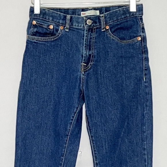 Levi's High Rise Ankle Straight Raw Hem Adjustable Dark Wash Jeans - 14R - Picture 2 of 8